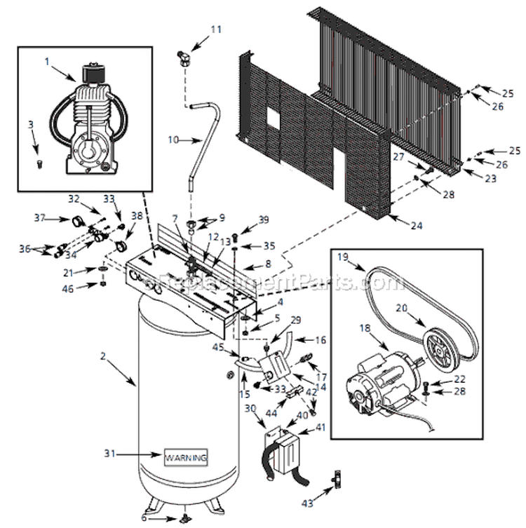 Page A Diagram and Parts List for TF291202 2005 Campbell Hausfeld Compressor